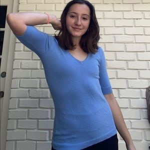 Blue V-neck Retro top